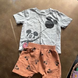 Toddler size 2 Mickey Mouse shirt and shorts set